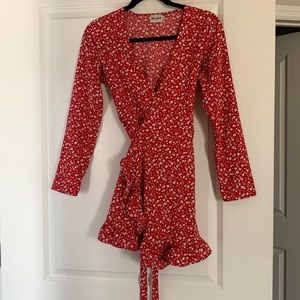 Red wrap dress